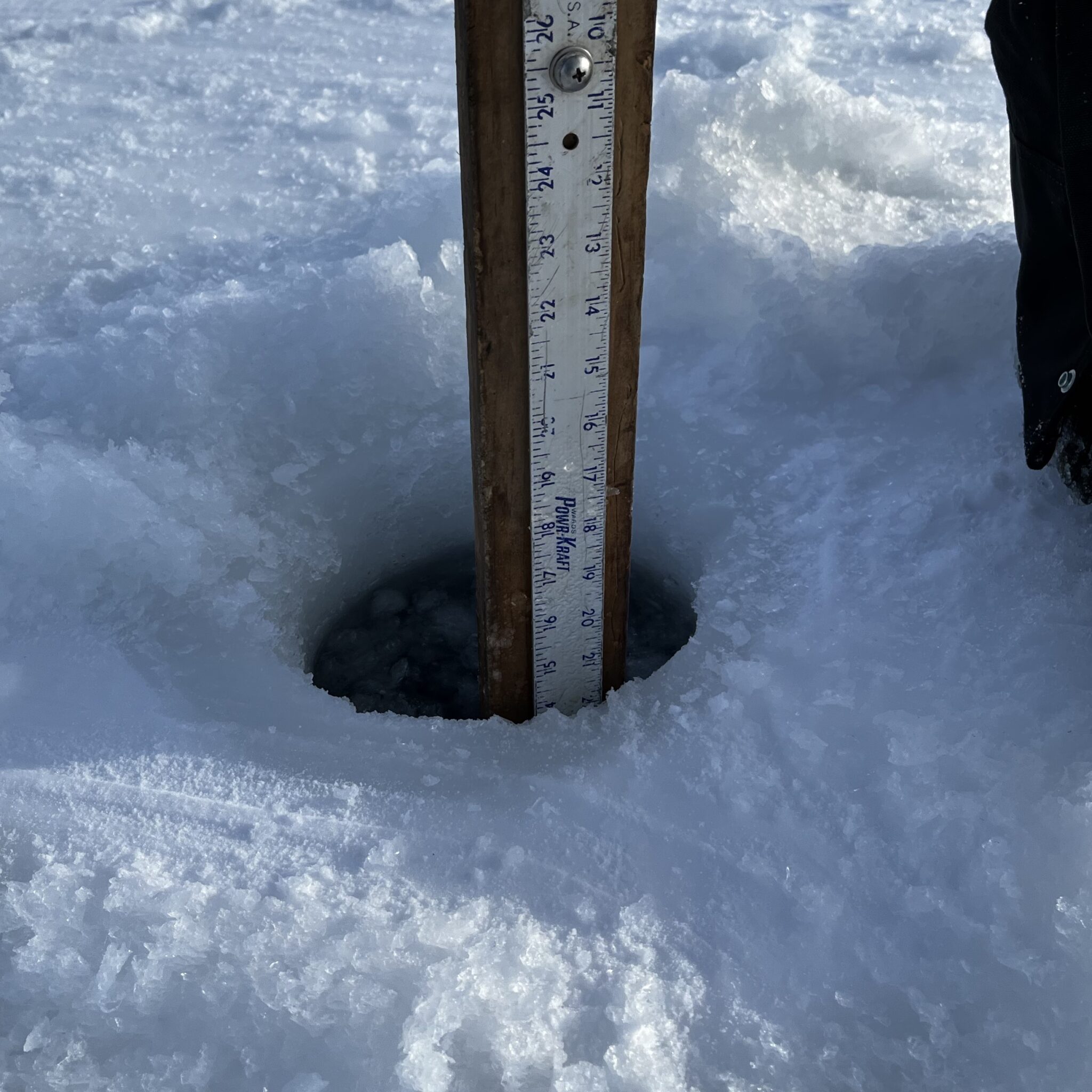 Auger and ruler ice depth work