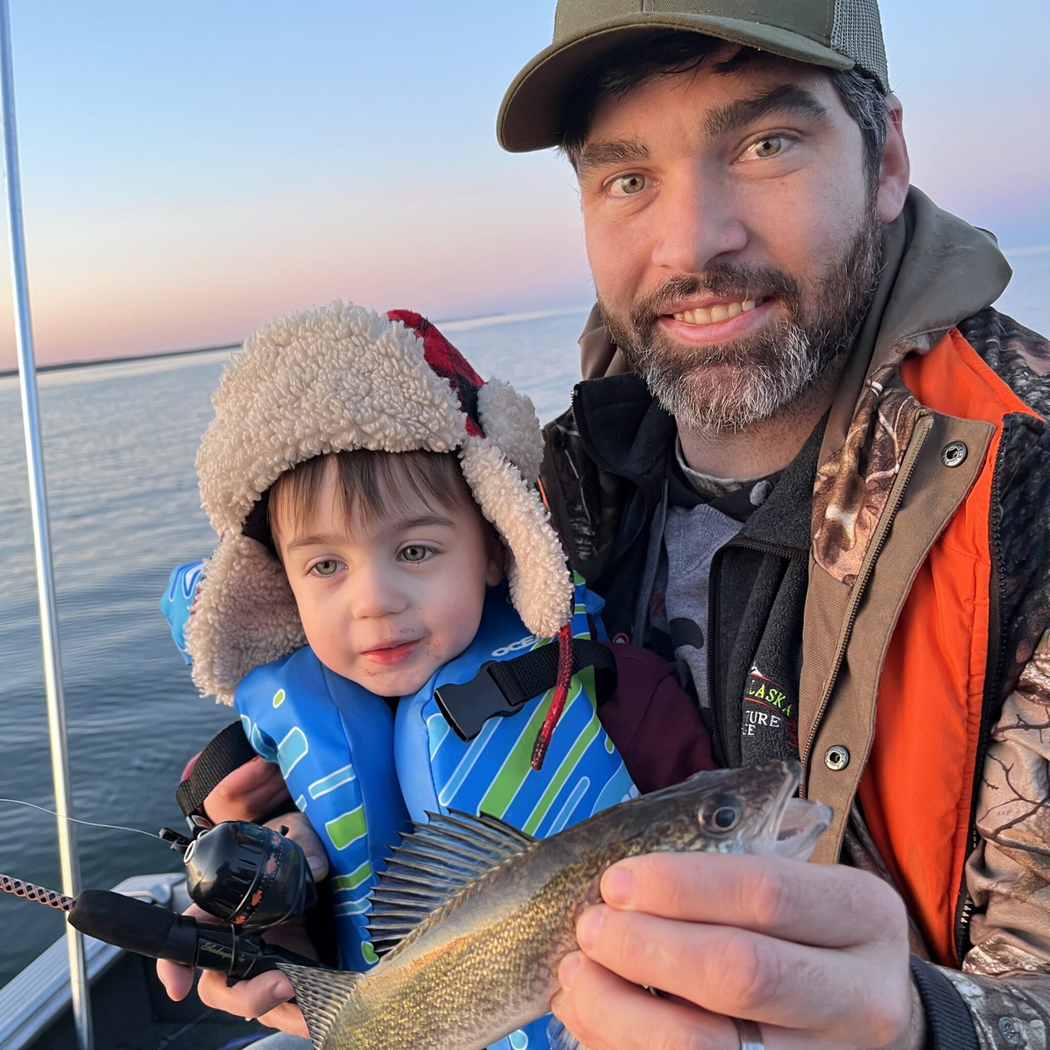Father and Son Fishing Together on Mille Lacs Lake